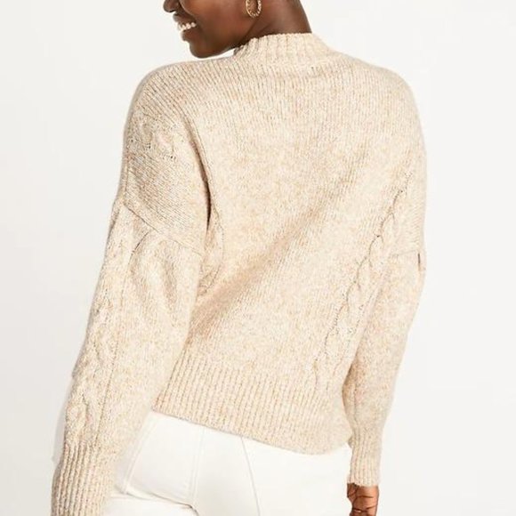 Old Navy Mock-Neck Heathered Cable-Knit Sweater for Women New - Picture 8 of 8